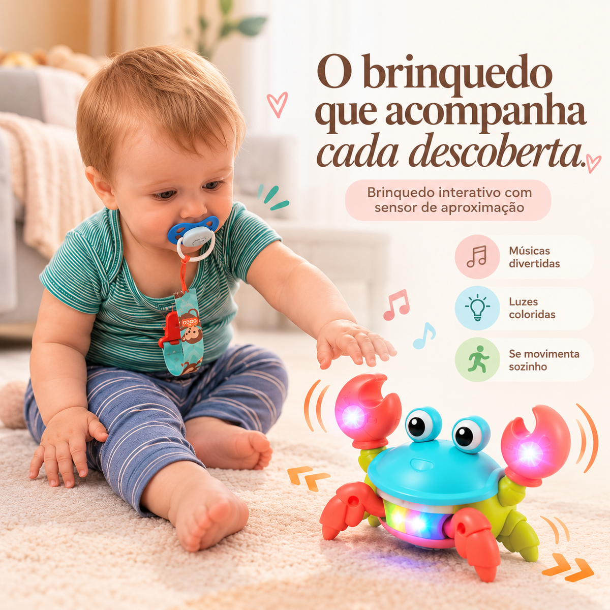 Caranquejinho Fujão - Interativo com músicas e luzes