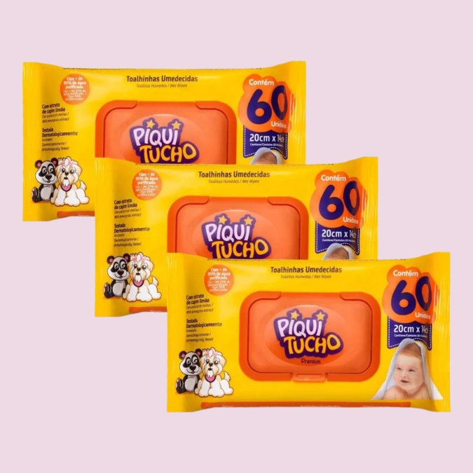 180 toalhas umedecidas Piquitucho - Toque perfumado e macio