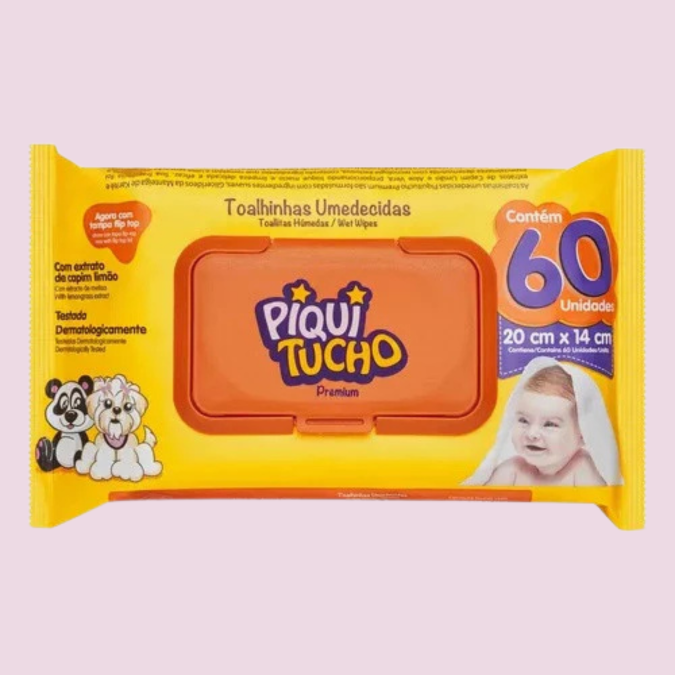 180 toalhas umedecidas Piquitucho - Toque perfumado e macio