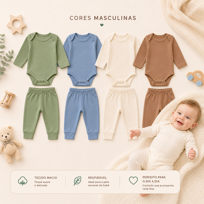 Kit Confortplus: 3 Conjuntos canelados + 1 Grátis