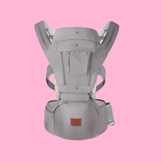 Canguru Ergonômico Bebê 12 Posições Cinza Com Assento 3 Em 1